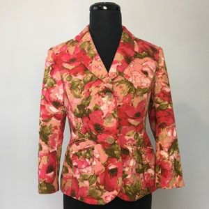 **HP!** Ann Taylor Pink and Green Silk Floral Spring Blazer, 4P